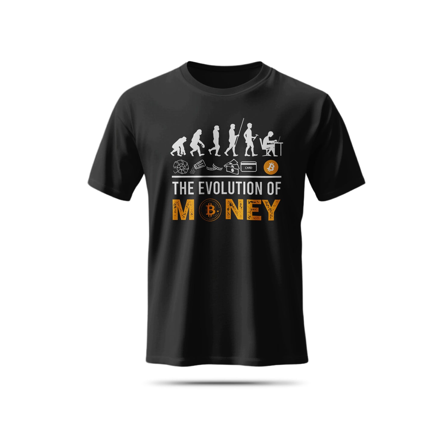 "Evolution of Money" Bitcoin T-Shirt - Crypto History Tee - 100% Cotton