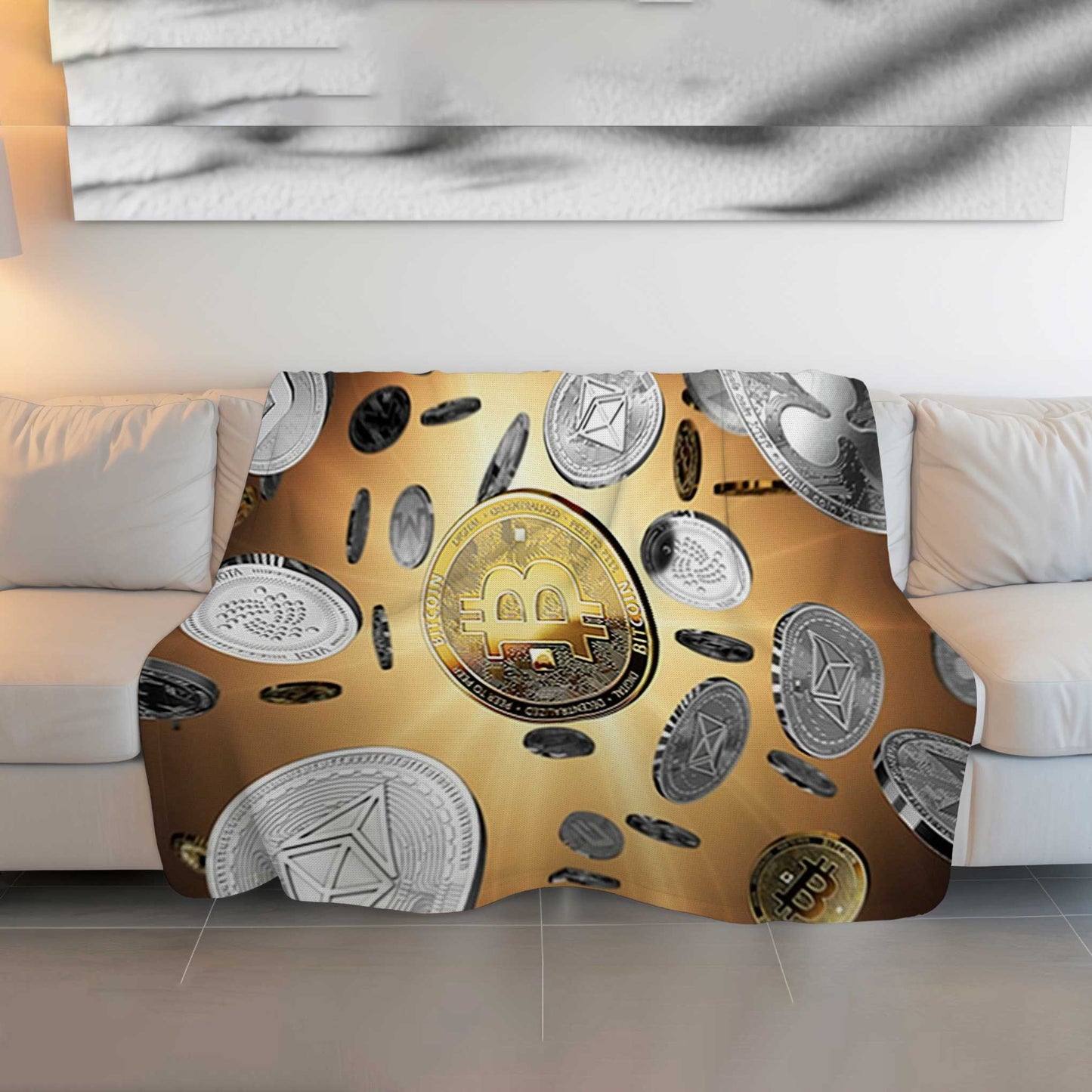 "Crypto Dream" Bitcoin & Cryptocurrency Printed Blanket - Cozy & Fluffy