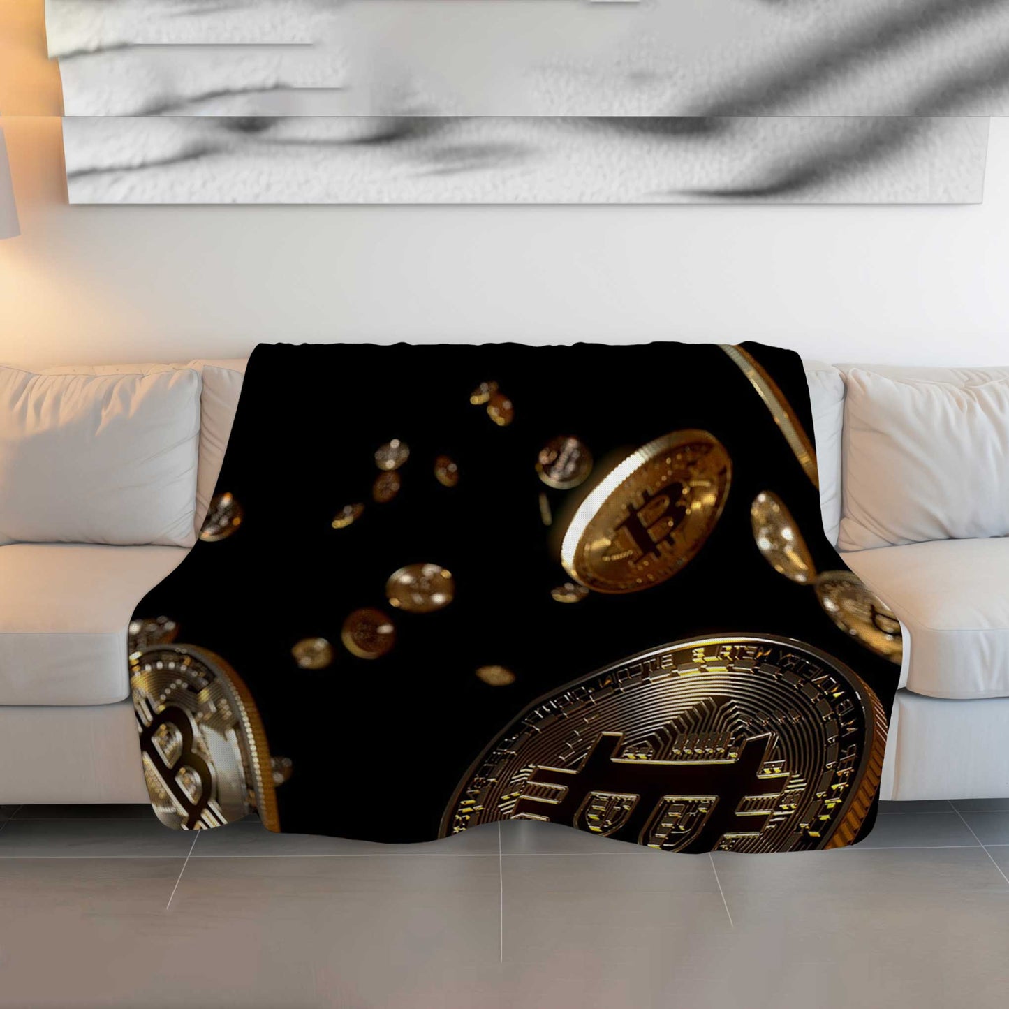 "Fiery Bitcoin Blaze" Crypto Energy Blanket - Intense & Cozy Comfort
