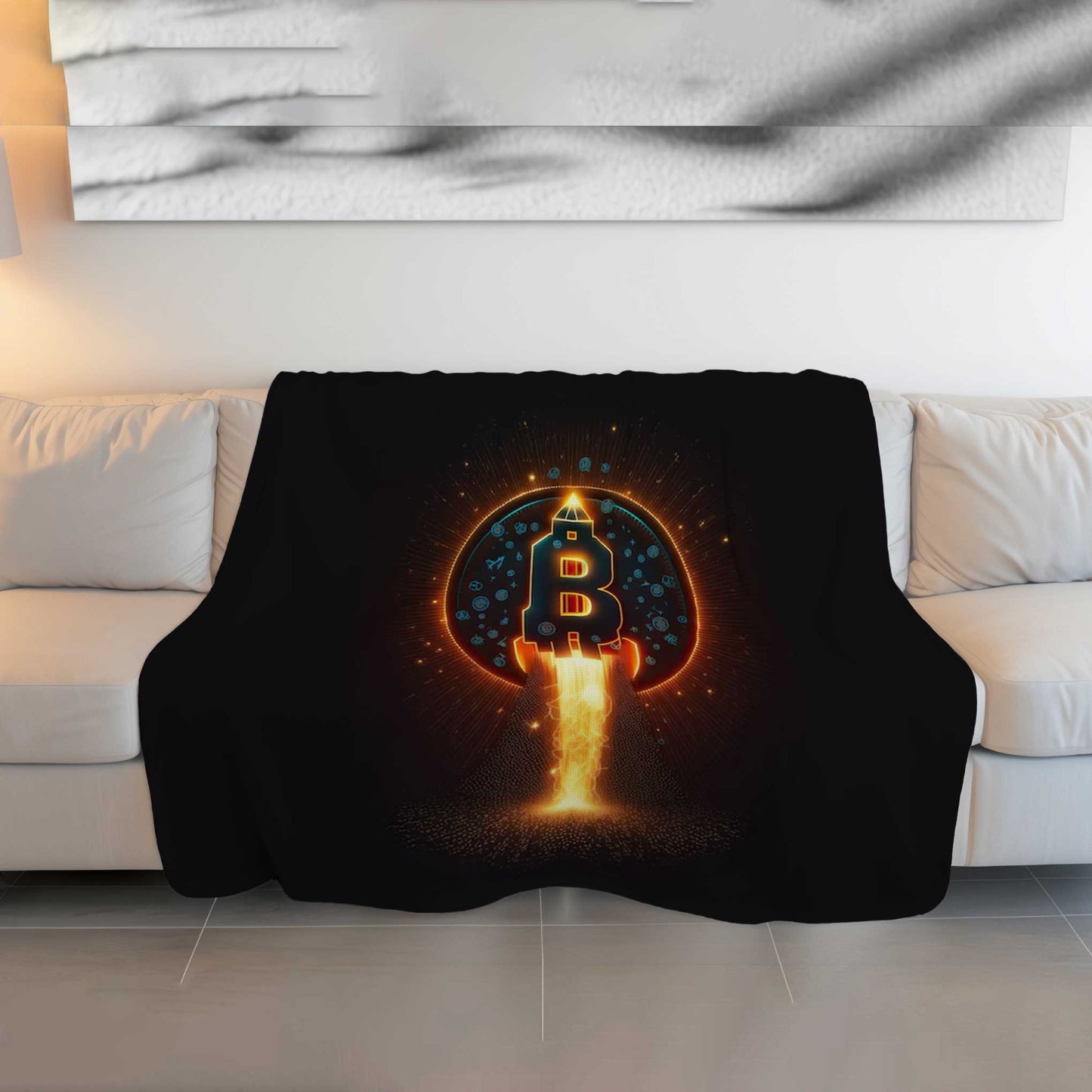 "Bitcoin Launchpad" Crypto Rocket Ascent Blanket - Propel Your Comfort