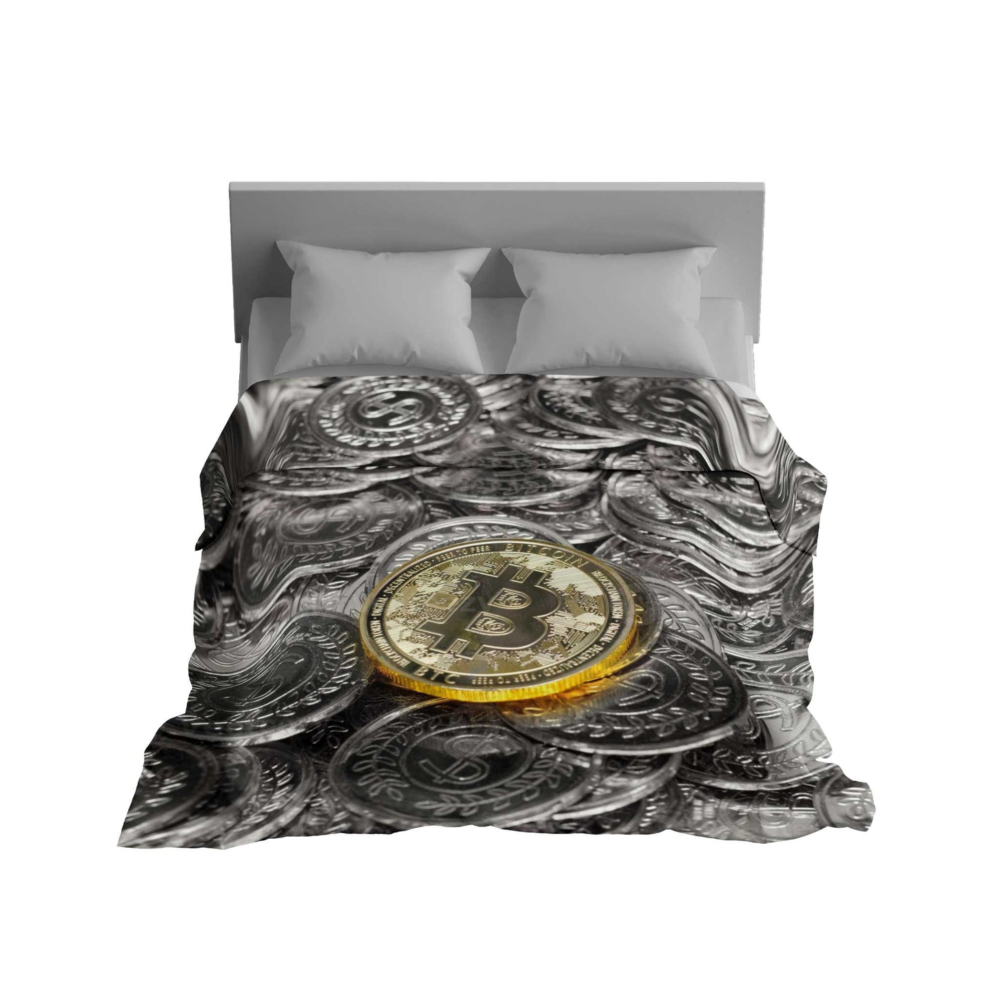 "Digital Goldmine" Bitcoin Coin Scatter Blanket - Wealthy Warmth