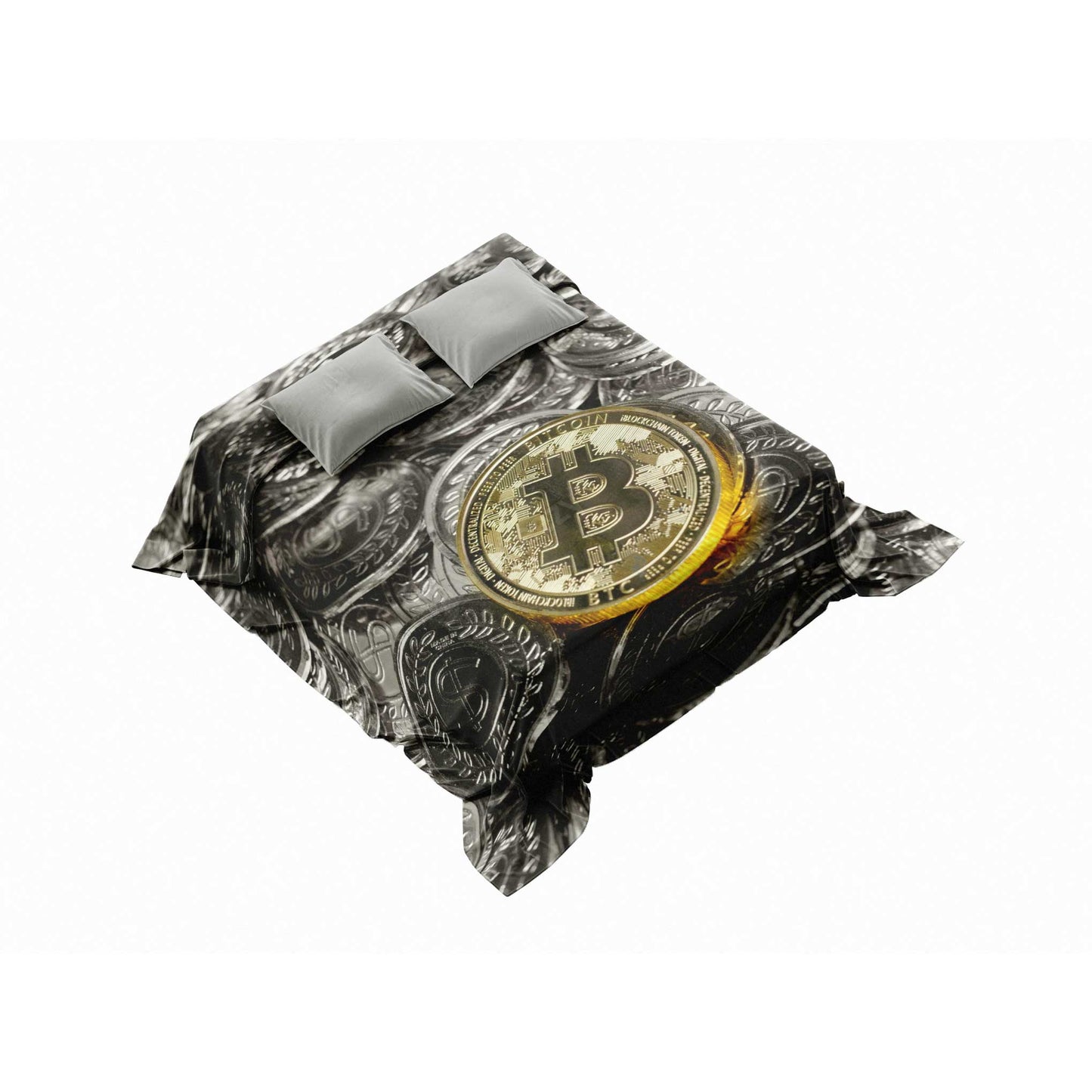 "Digital Goldmine" Bitcoin Coin Scatter Blanket - Wealthy Warmth