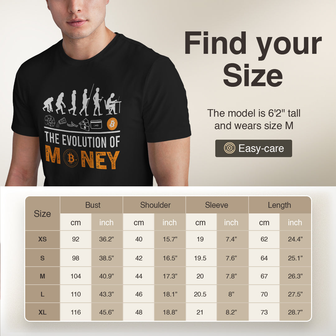 "Evolution of Money" Bitcoin T-Shirt - Crypto History Tee - 100% Cotton