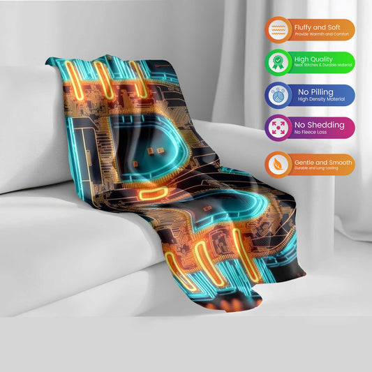 "Digital Gold Rush" Bitcoin & Cryptocurrency Blanket - Luxurious Black & Gold Comfort