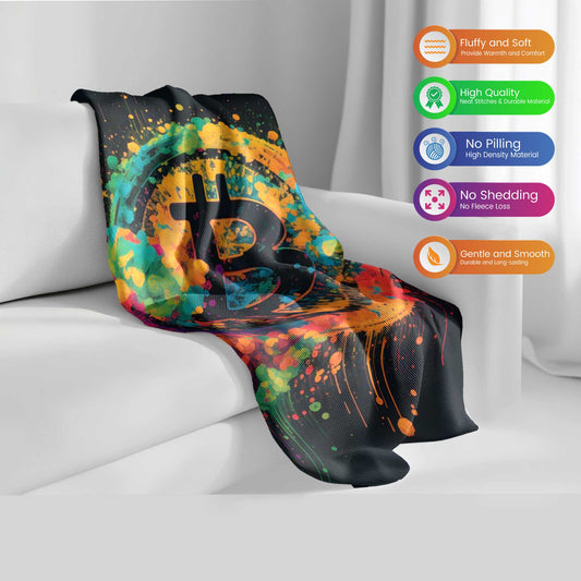 "Cosmic Bitcoin Genesis" Blockchain Universe Blanket - Stellar Comfort
