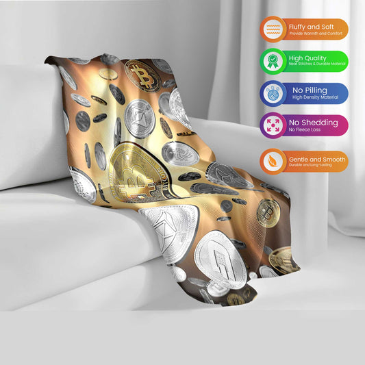 "Crypto Dream" Bitcoin & Cryptocurrency Printed Blanket - Cozy & Fluffy