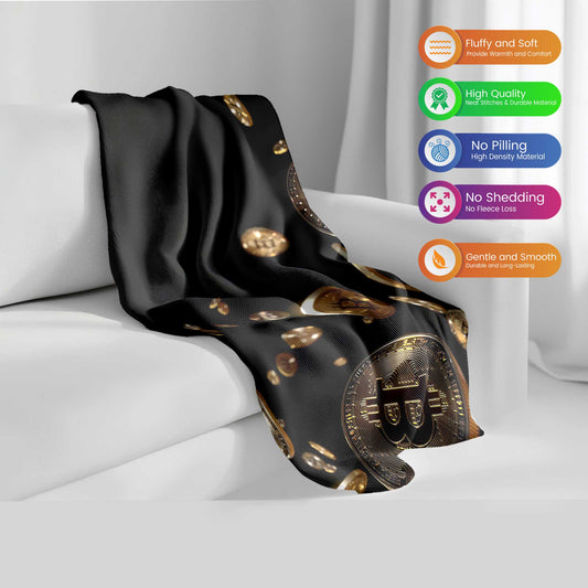 "Fiery Bitcoin Blaze" Crypto Energy Blanket - Intense & Cozy Comfort