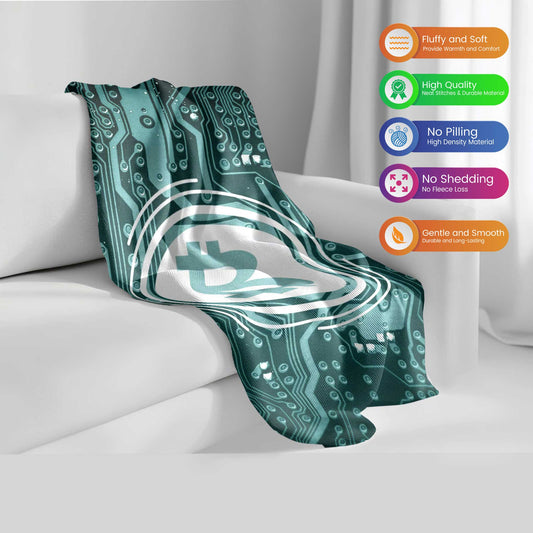 "Digital Dreamscape Bitcoin" Crypto Circuitry Blanket - High-Tech Comfort
