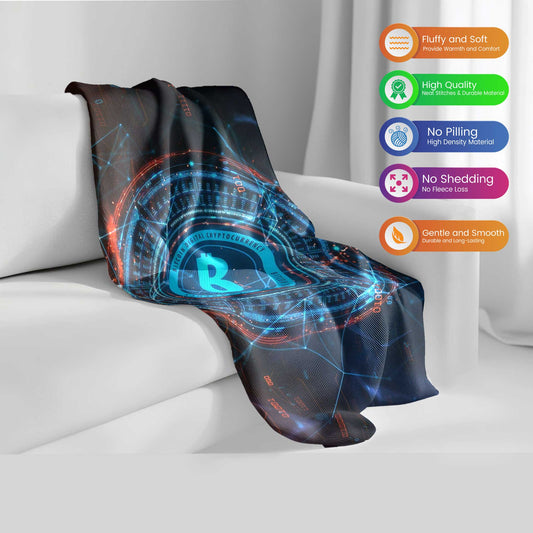 "Digital Age Disc" Bitcoin & Cryptocurrency Blanket - Futuristic Comfort