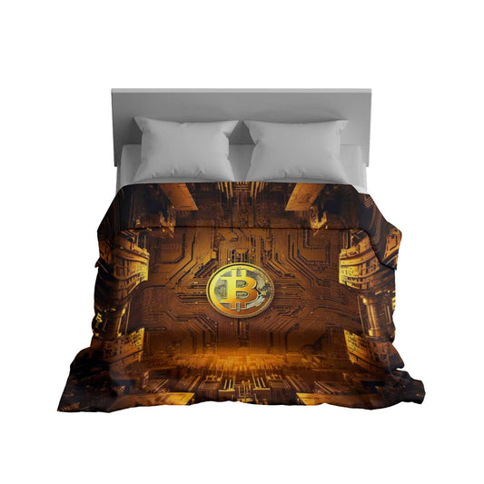 "Electro-Circuit Bitcoin" Cybernetic Comfort Blanket - Tech-Inspired Warmth