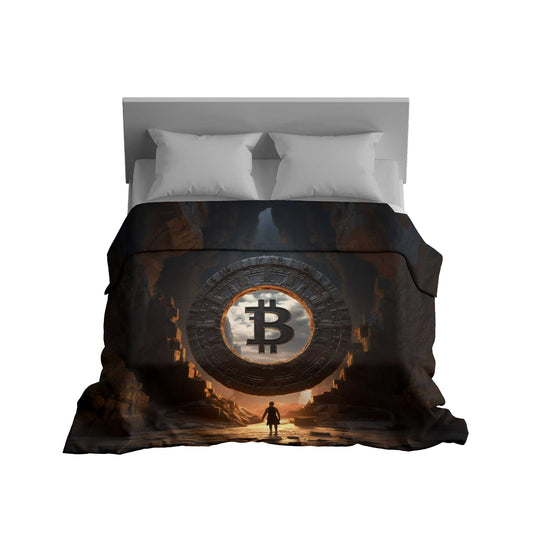 "Bitcoin Horizon" Fantasy Art Blanket - Cozy & Fluffy Crypto Comfort