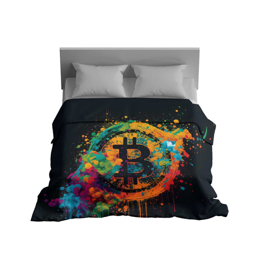 "Cosmic Bitcoin Genesis" Blockchain Universe Blanket - Stellar Comfort