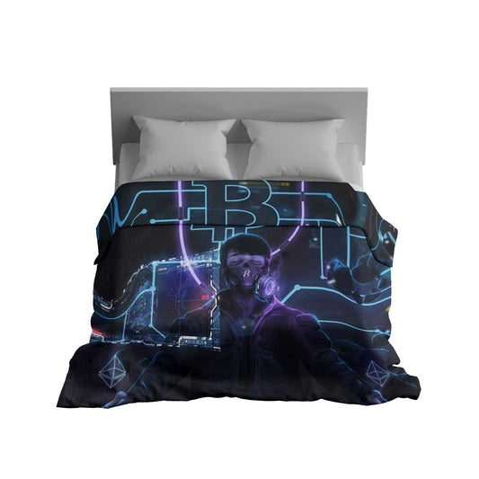 "Cyberpunk Circuitry" Bitcoin & Crypto Blanket - Neon Glow & Urban Comfort