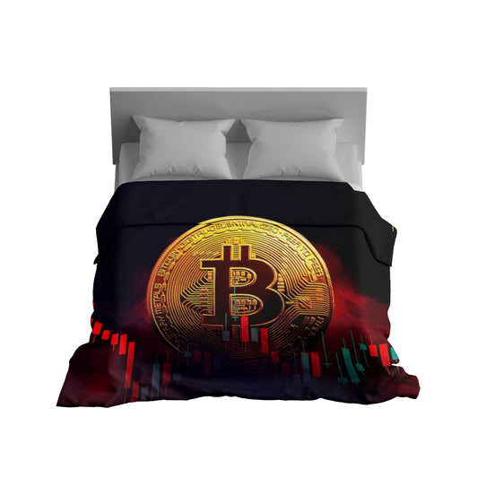 "Fiery Bitcoin Blaze" Crypto Performance Blanket - Dynamic Digital Comfort