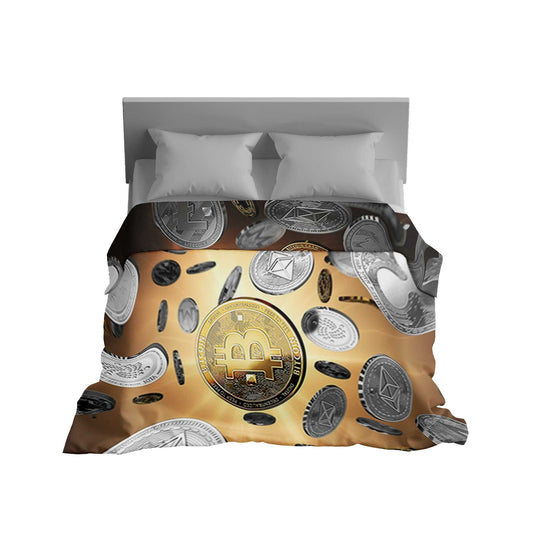 "Crypto Dream" Bitcoin & Cryptocurrency Printed Blanket - Cozy & Fluffy