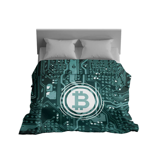 "Digital Dreamscape Bitcoin" Crypto Circuitry Blanket - High-Tech Comfort